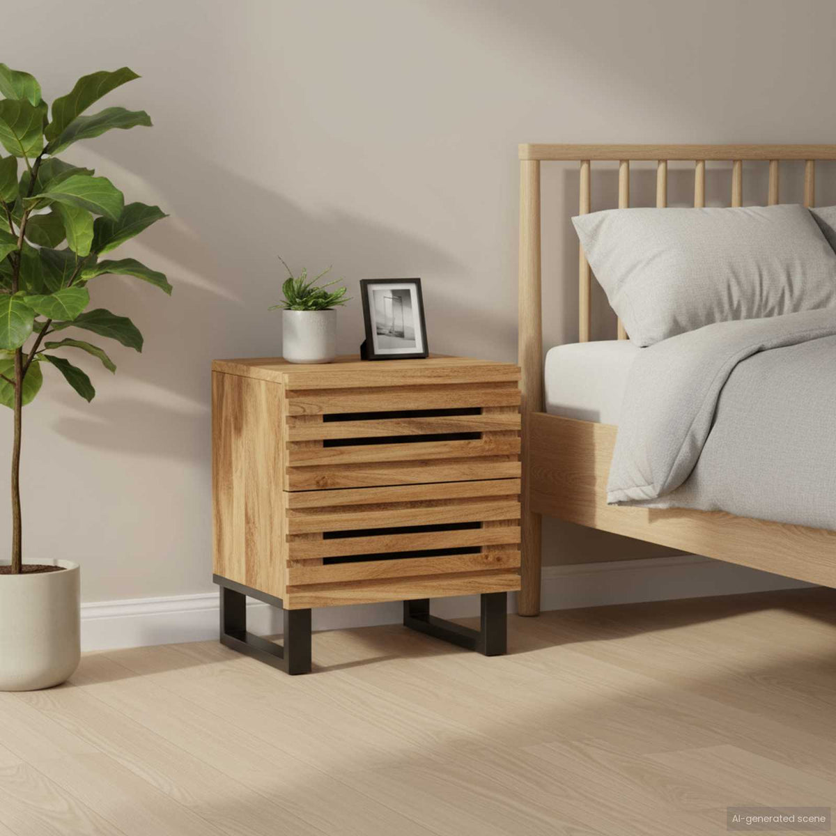 Comodini 2pz 40x34x46 cm in Legno Massello di Mango