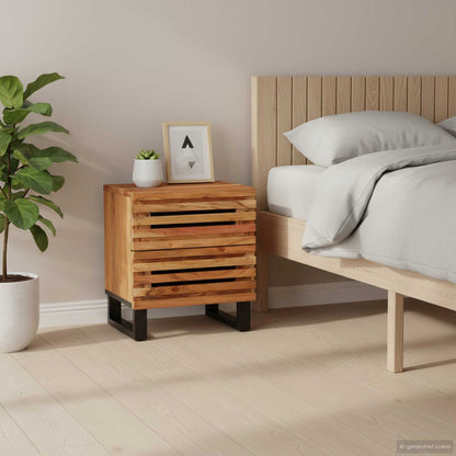 Comodini 2pz 40x34x46 cm in Legno Massello di Acacia