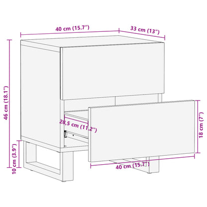 Comodino 40x34x46 cm in Legno Massello di Mango