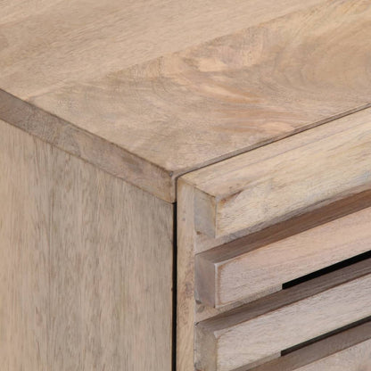 Comodino 40x34x46 cm in Legno Massello di Mango Sbiancato
