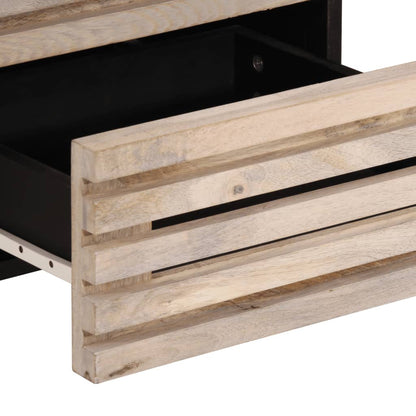 Comodino 40x34x46 cm in Legno Massello di Mango Sbiancato