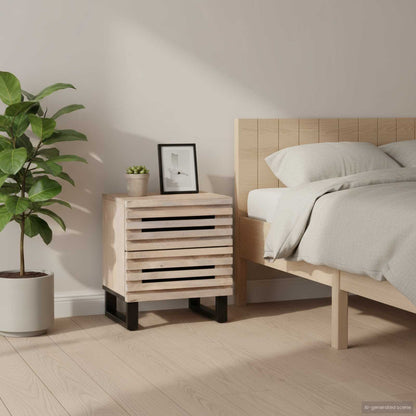 Comodini 2pz 40x34x46 cm in Legno Massello di Mango Sbiancato