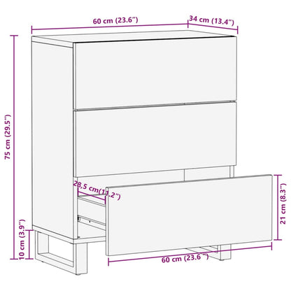 Credenza 60x34x75 cm in Legno Massello di Mango Grezzo | homemem39