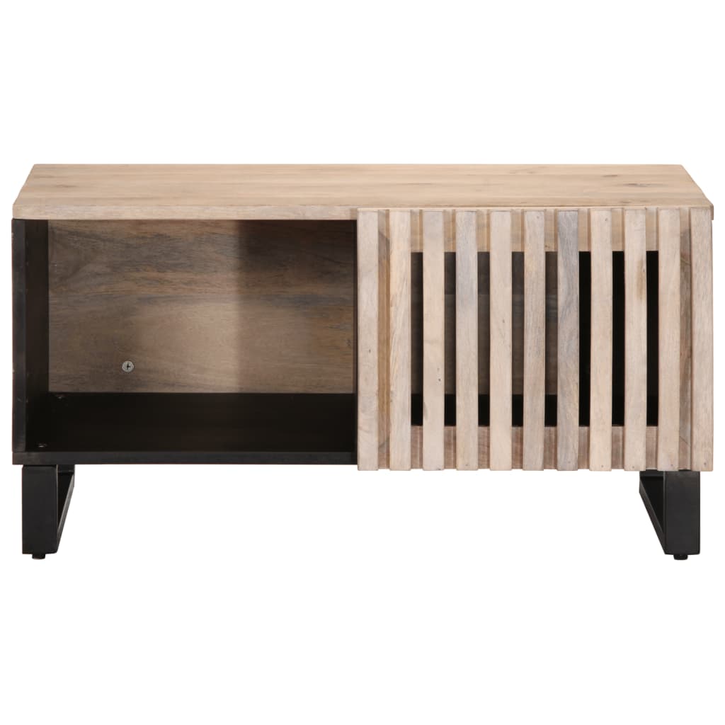 Tavolino da Salotto Bianco 80x51x40 cm Legno Massello di Mango | homemem39