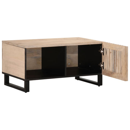 Tavolino da Salotto Bianco 80x51x40 cm Legno Massello di Mango | homemem39