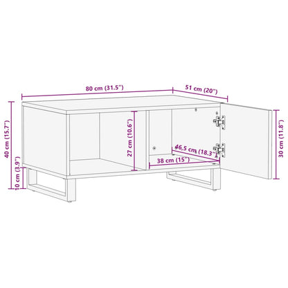 Tavolino da Salotto Bianco 80x51x40 cm Legno Massello di Mango