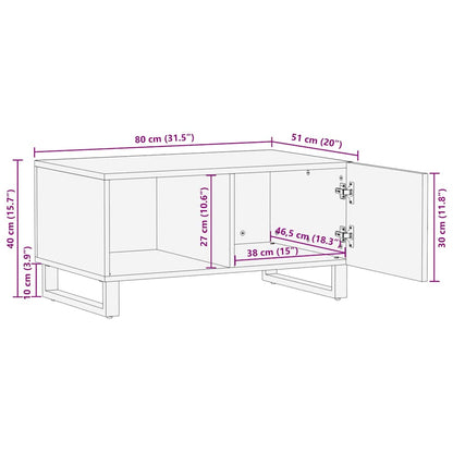 Tavolino da Salotto 80x51x40 cm in Legno Massello di Acacia | homemem39