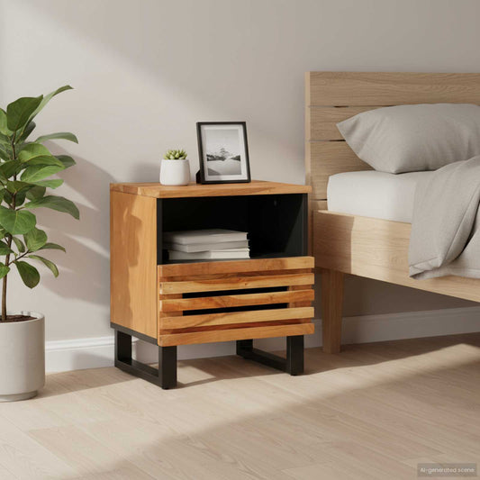 Comodino 40x34x46 cm in Legno Massello di Acacia