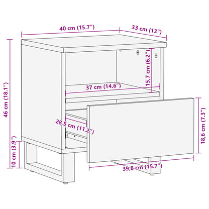 Comodino 40x33x46 cm in Legno Massello di Mango