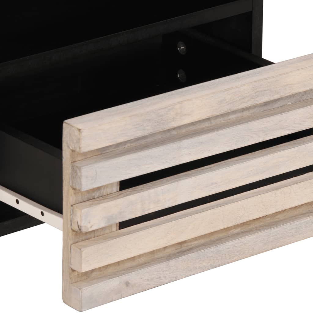 Comodino 40x34x46 cm in Legno Massello di Mango Sbiancato