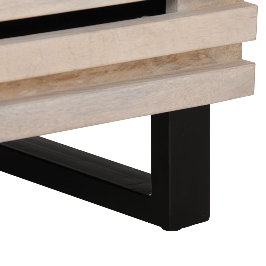 Comodino 40x34x46 cm in Legno Massello di Mango Sbiancato - homemem39