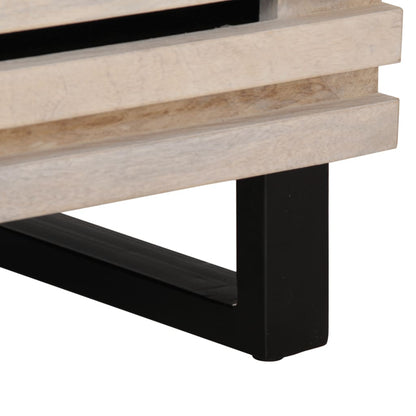 Comodino 40x34x46 cm in Legno Massello di Mango Sbiancato - homemem39