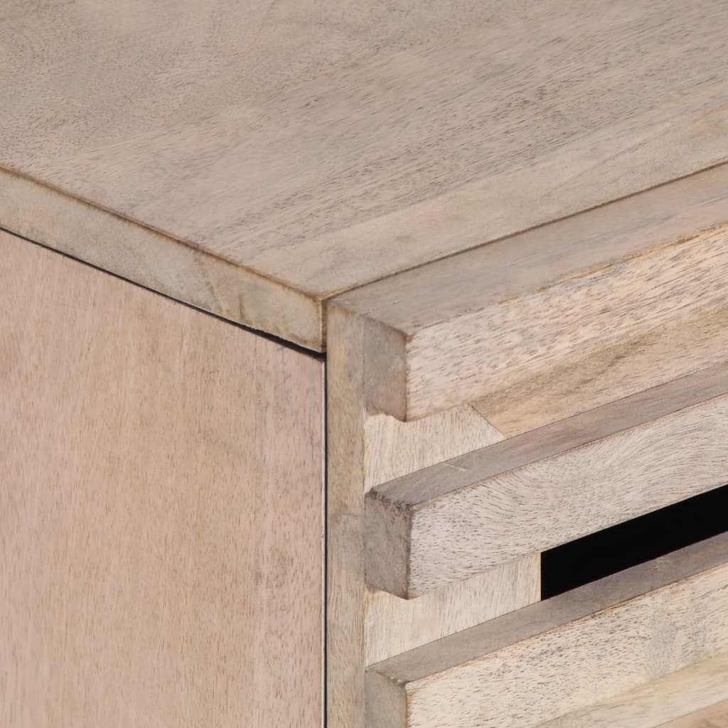 Comodino Bianco 50x34x60 cm in Legno Massello di Mango - homemem39