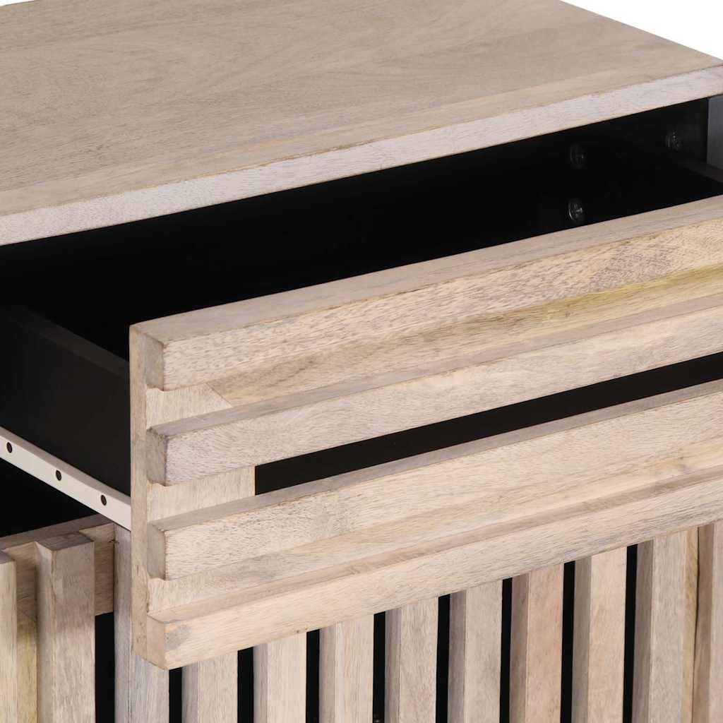 Comodino Bianco 50x34x60 cm in Legno Massello di Mango - homemem39