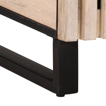 Comodino Bianco 50x34x60 cm in Legno Massello di Mango - homemem39