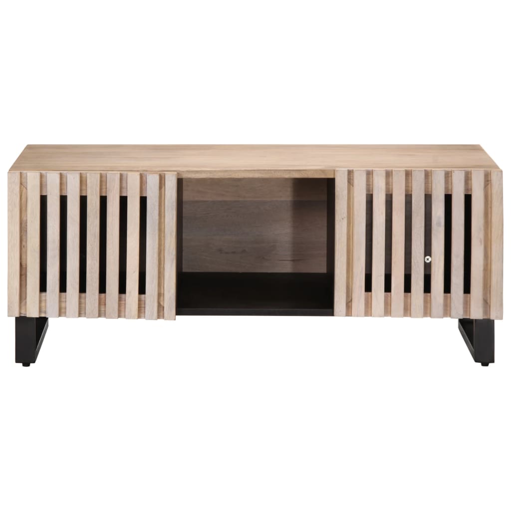 Tavolino da Salotto Bianco 100x55x40 cm Legno Massello di Mango