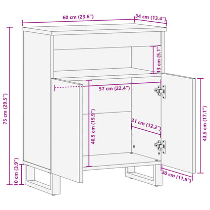 Credenza Marrone 60x34x75 cm in Legno Massello di Mango | homemem39