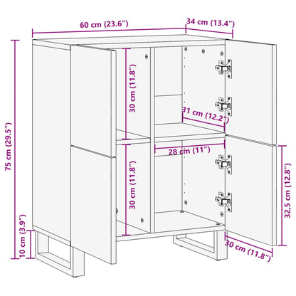 Credenza 60x34x75 cm in Legno Massello di Acacia | homemem39