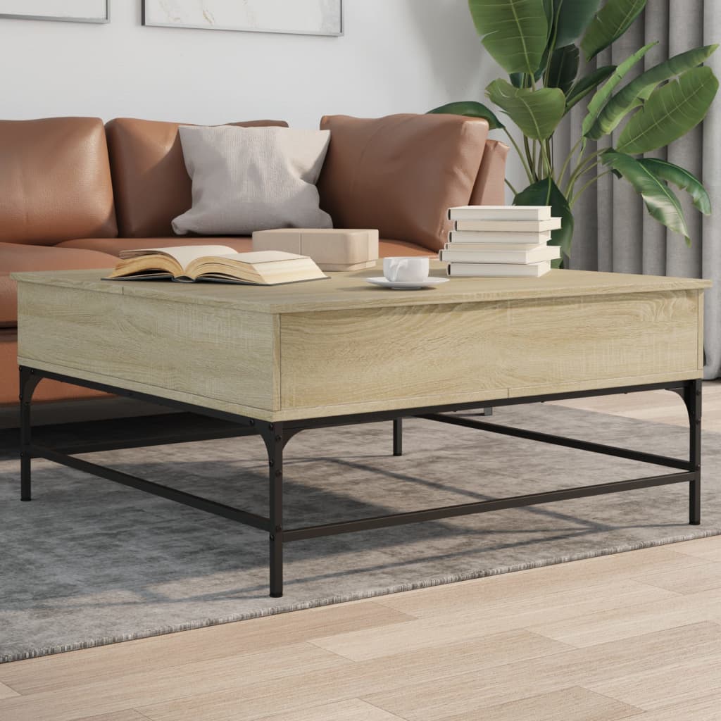 Tavolino Rovere Sonoma 95x95x45 cm Legno Multistrato e Metallo | homemem39