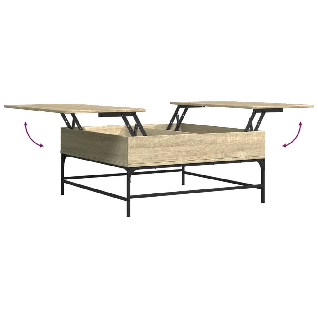Tavolino Rovere Sonoma 95x95x45 cm Legno Multistrato e Metallo | homemem39