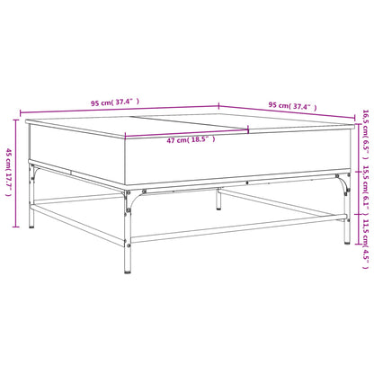 Tavolino Grigio Sonoma 95x95x45 cm Legno Multistrato e Metallo