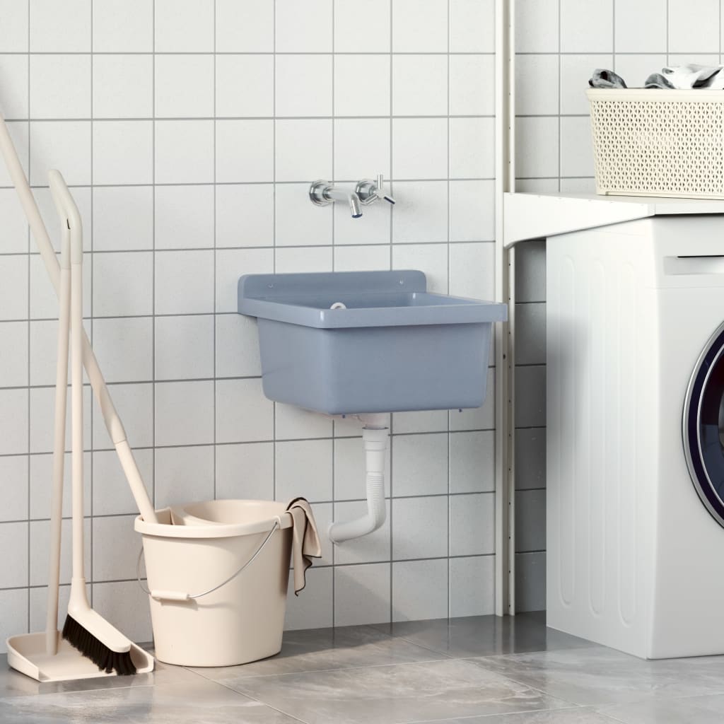 Lavabo a Parete Grigio 40x40x24 cm in Resina - homemem39