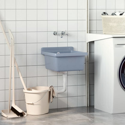 Lavabo a Parete Grigio 40x40x24 cm in Resina - homemem39