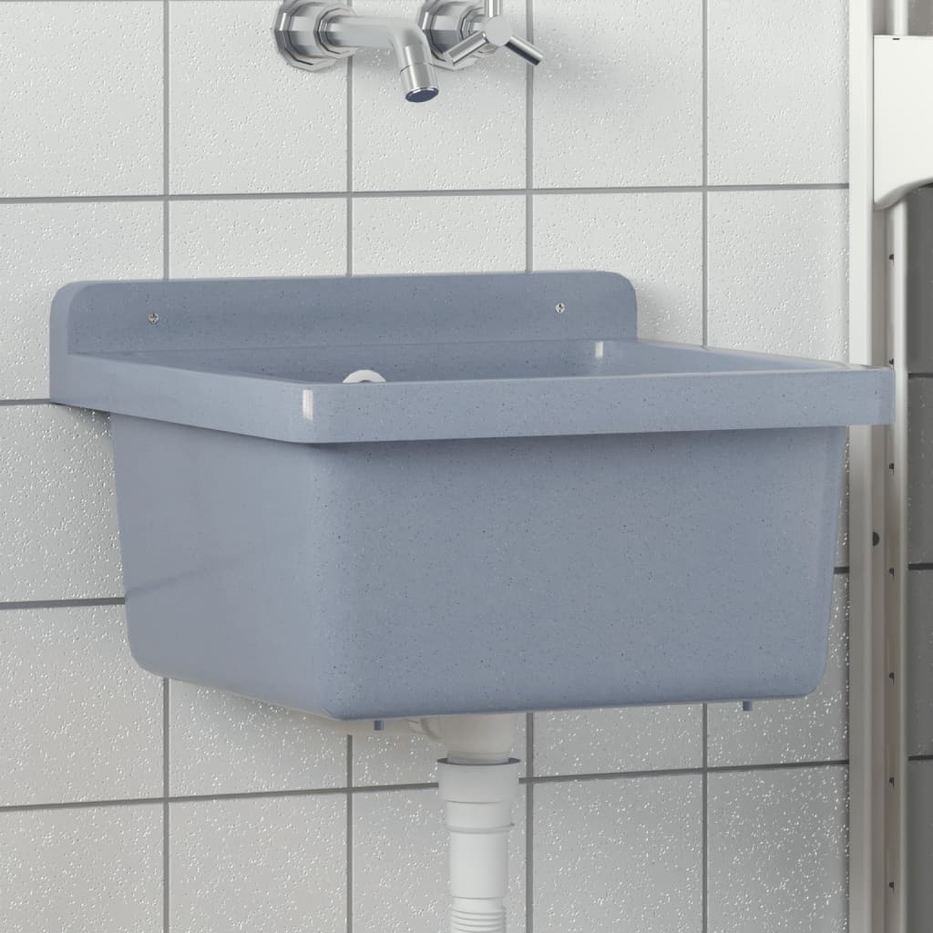 Lavabo a Parete Grigio 40x40x24 cm in Resina - homemem39