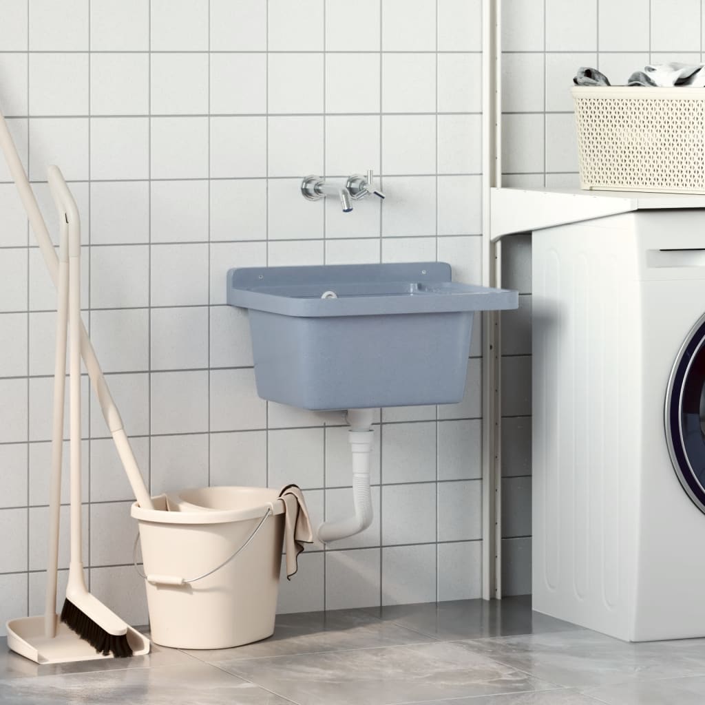 Lavabo a Parete Grigio 50x35x24 cm in Resina - homemem39