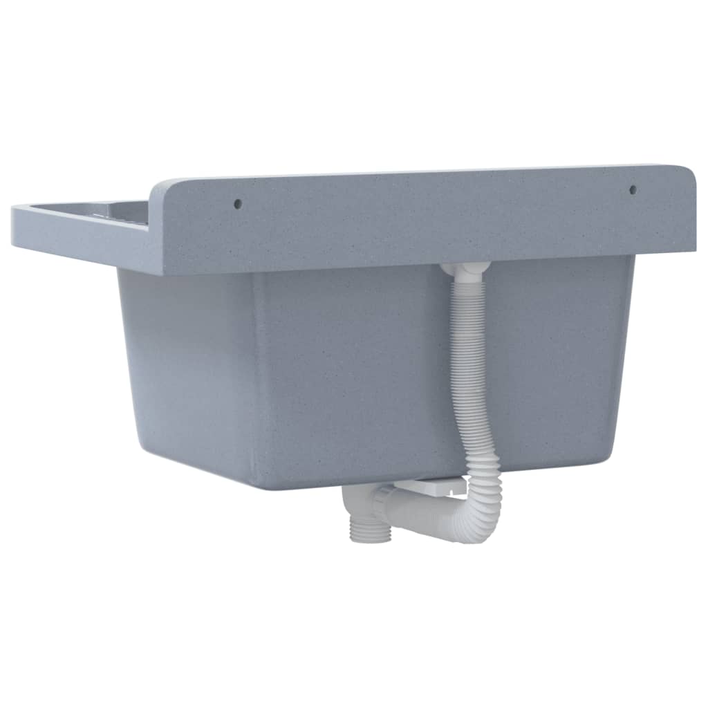 Lavabo a Parete Grigio 50x35x24 cm in Resina | homemem39