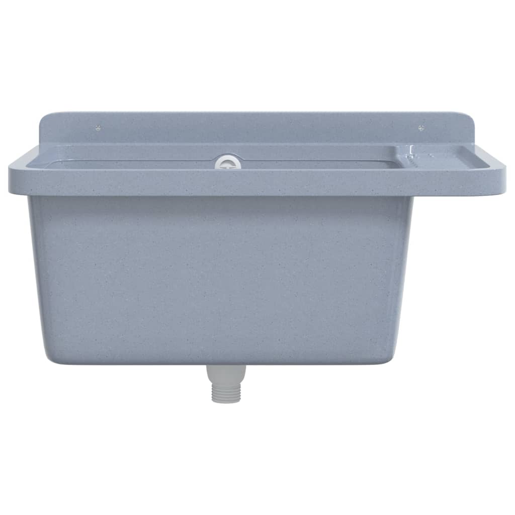 Lavabo a Parete Grigio 60x40x28 cm in Resina