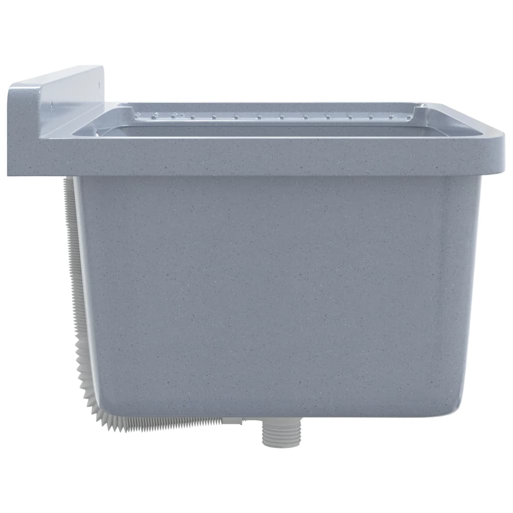 Lavabo a Parete Grigio 60x40x28 cm in Resina