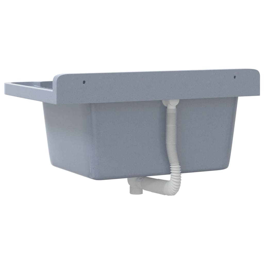 Lavabo a Parete Grigio 60x40x28 cm in Resina