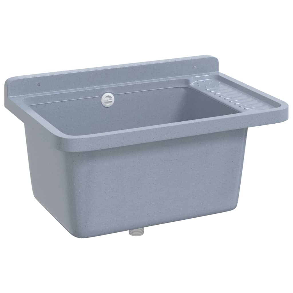 Lavabo a Parete Grigio 60x40x28 cm in Resina