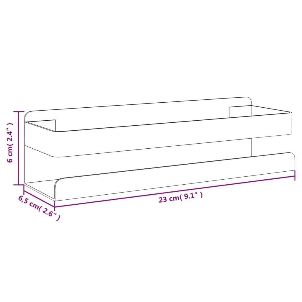 Mensola Doccia Nera Opaca 23x6,5x6 Acciaio Inox 304 Spazzolato