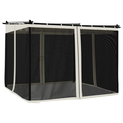 Gazebo con Pareti in Rete Crema 3x3 m in Acciaio | homemem39