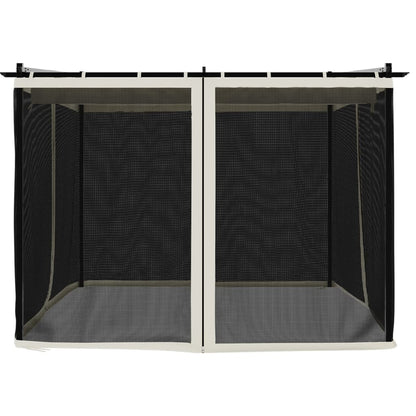 Gazebo con Pareti in Rete Crema 3x3 m in Acciaio