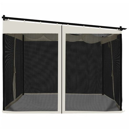 Gazebo con Pareti in Rete Crema 3x3 m in Acciaio | homemem39