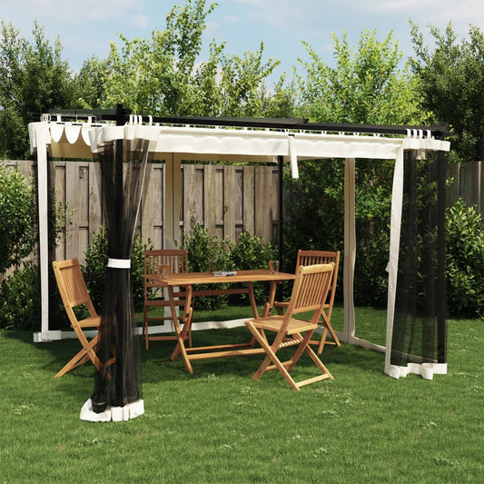 Gazebo con Pareti in Rete Crema 3x3 m in Acciaio | homemem39