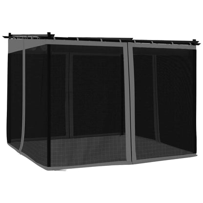 Gazebo con Pareti in Rete Antracite 3x3 m in Acciaio