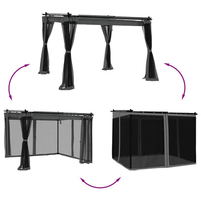Gazebo con Pareti in Rete Antracite 3x3 m in Acciaio | homemem39