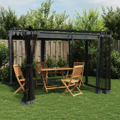 Gazebo con Pareti in Rete Antracite 3x3 m in Acciaio | homemem39