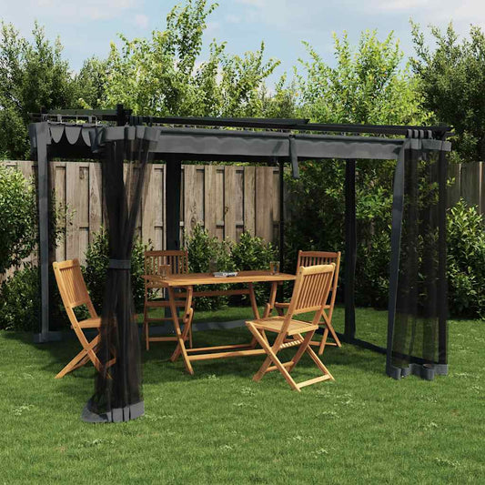 Gazebo con Pareti in Rete Antracite 3x3 m in Acciaio | homemem39