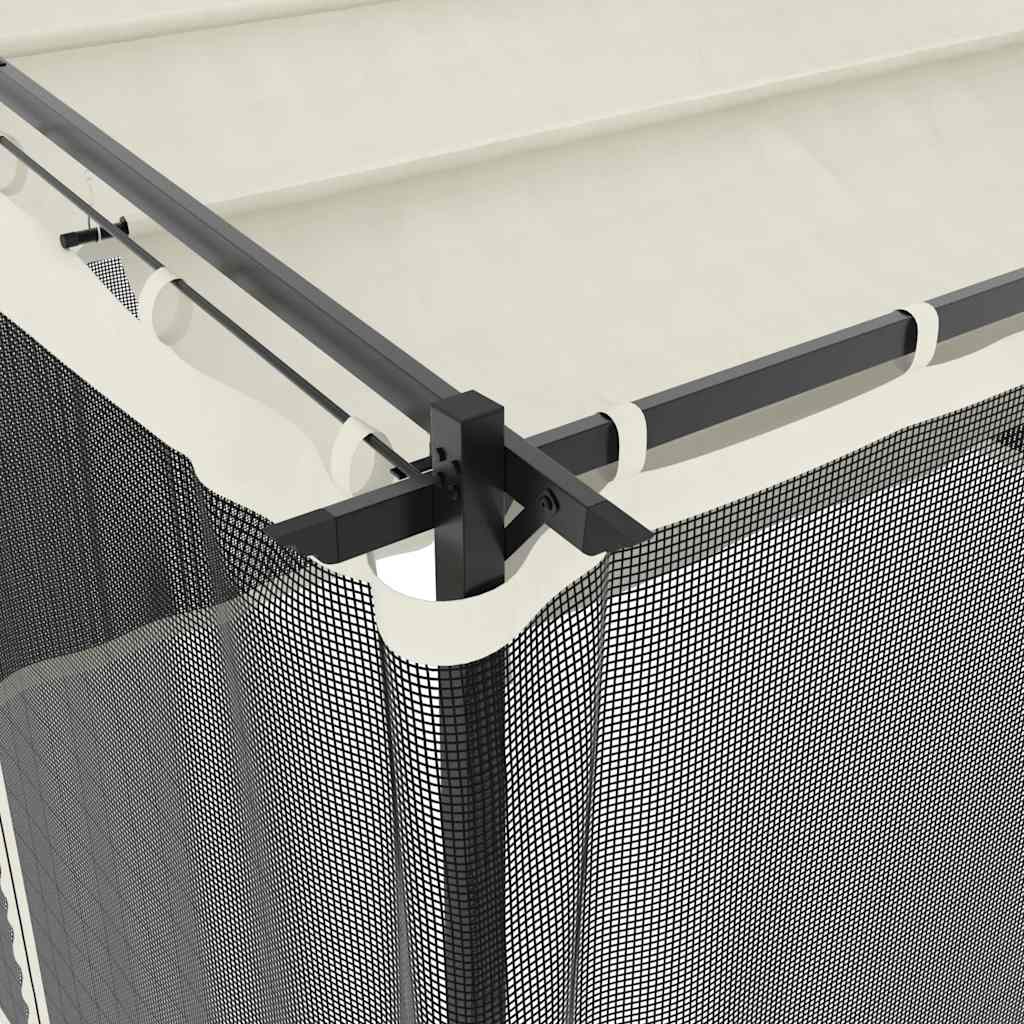 Gazebo con Pareti in Rete Crema 4x3 m in Acciaio | homemem39