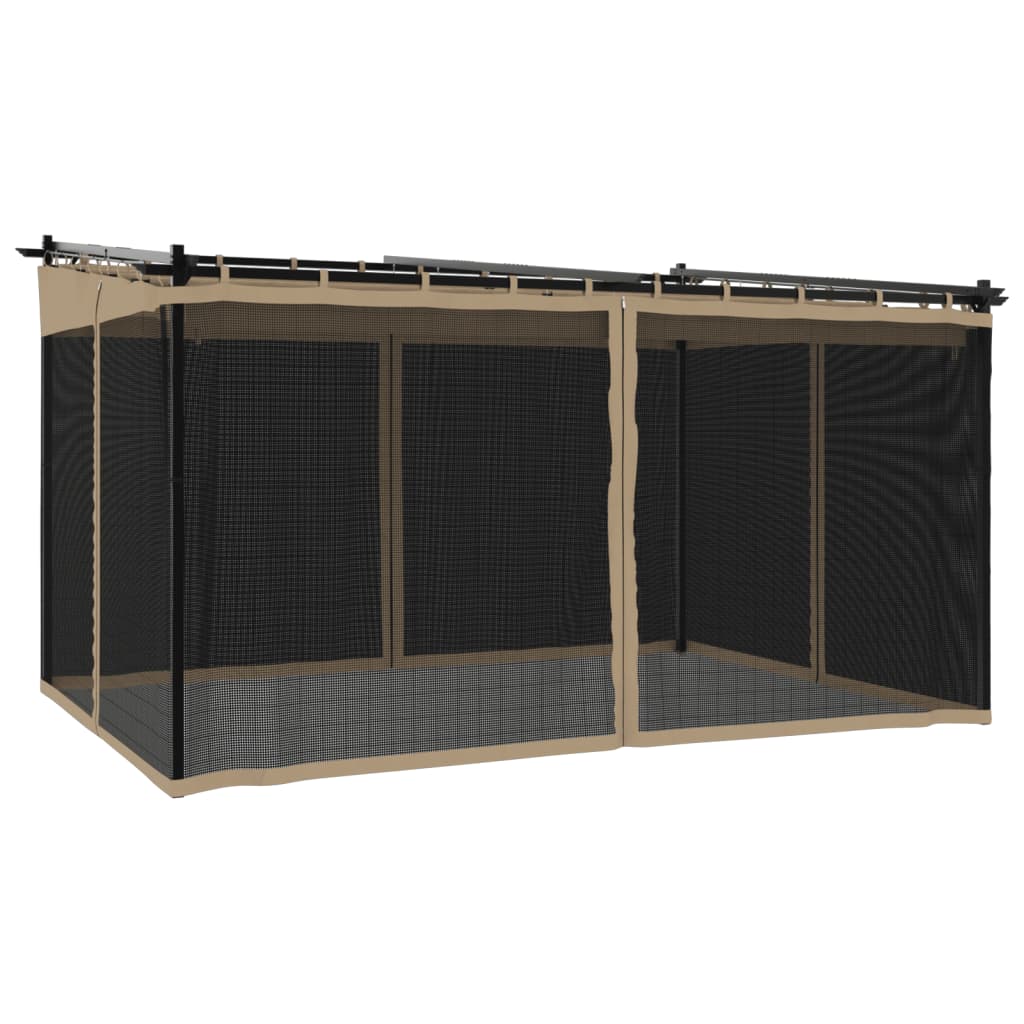 Gazebo con Pareti in Rete Tortora 4x3 m in Acciaio | homemem39