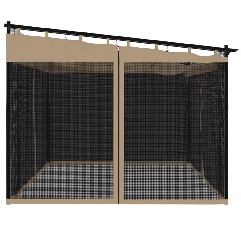 Gazebo con Pareti in Rete Tortora 4x3 m in Acciaio | homemem39