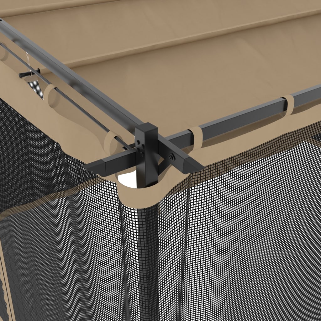 Gazebo con Pareti in Rete Tortora 4x3 m in Acciaio | homemem39