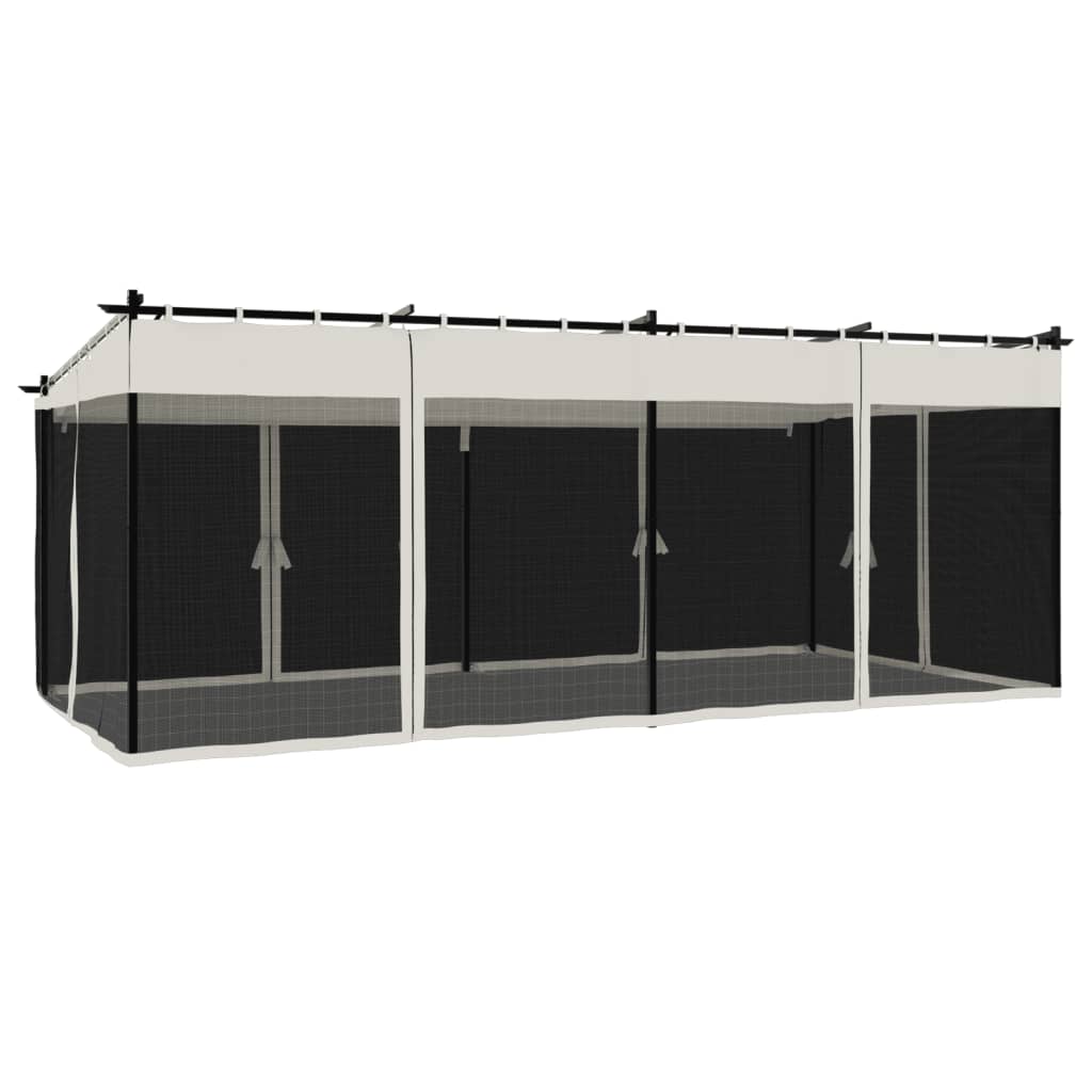 Gazebo con Pareti in Rete Crema 6x3 m in Acciaio | homemem39
