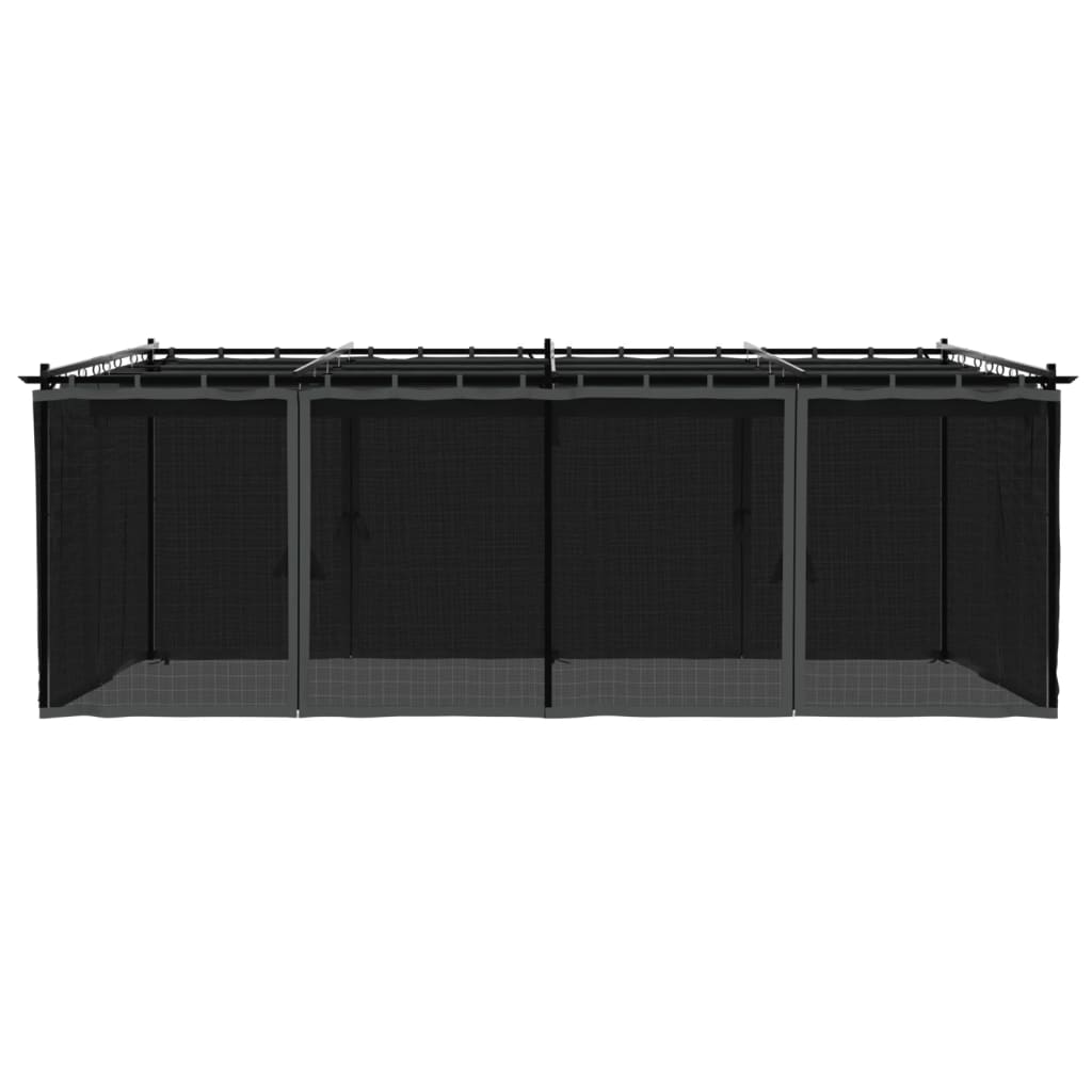 Gazebo con Pareti in Rete Antracite 6x3 m in Acciaio