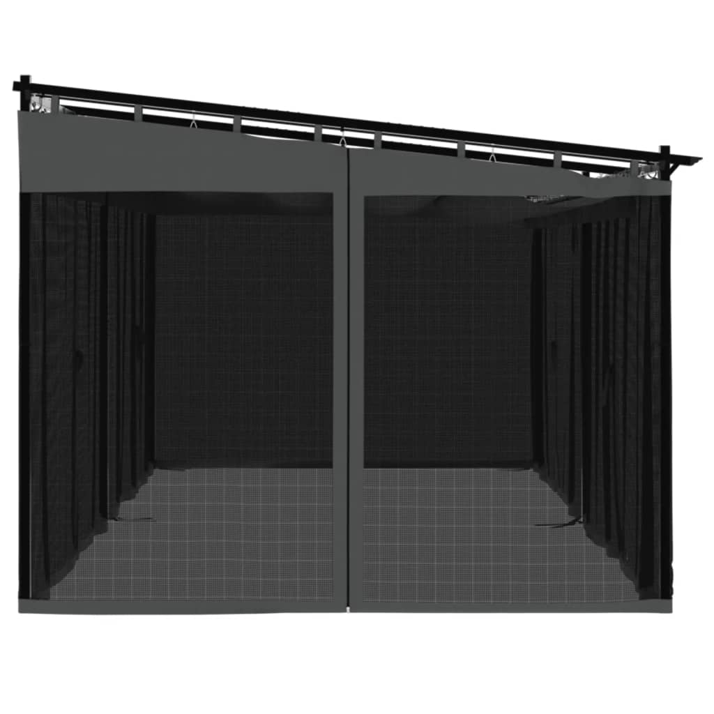 Gazebo con Pareti in Rete Antracite 6x3 m in Acciaio | homemem39